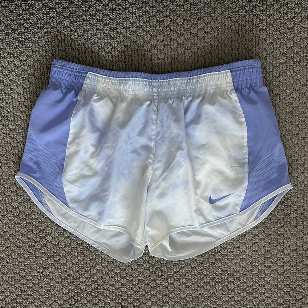 Nike Blue and White Athletic Shorts with Elastic Waistband